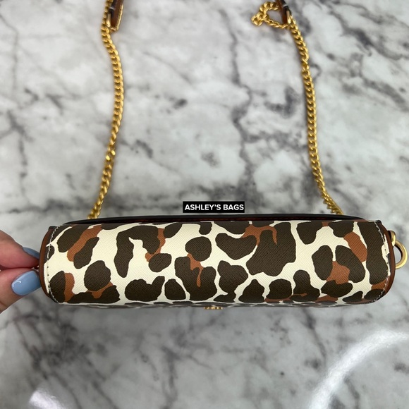 Tory Burch Emerson Printed Chain Wallet Crossbody In Leopard Print - Picture 4 of 10